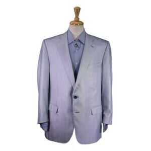 Solemare Maus & Hoffman Ravazzolo Blue Check Wool Silk Sportcoat Blazer 44R